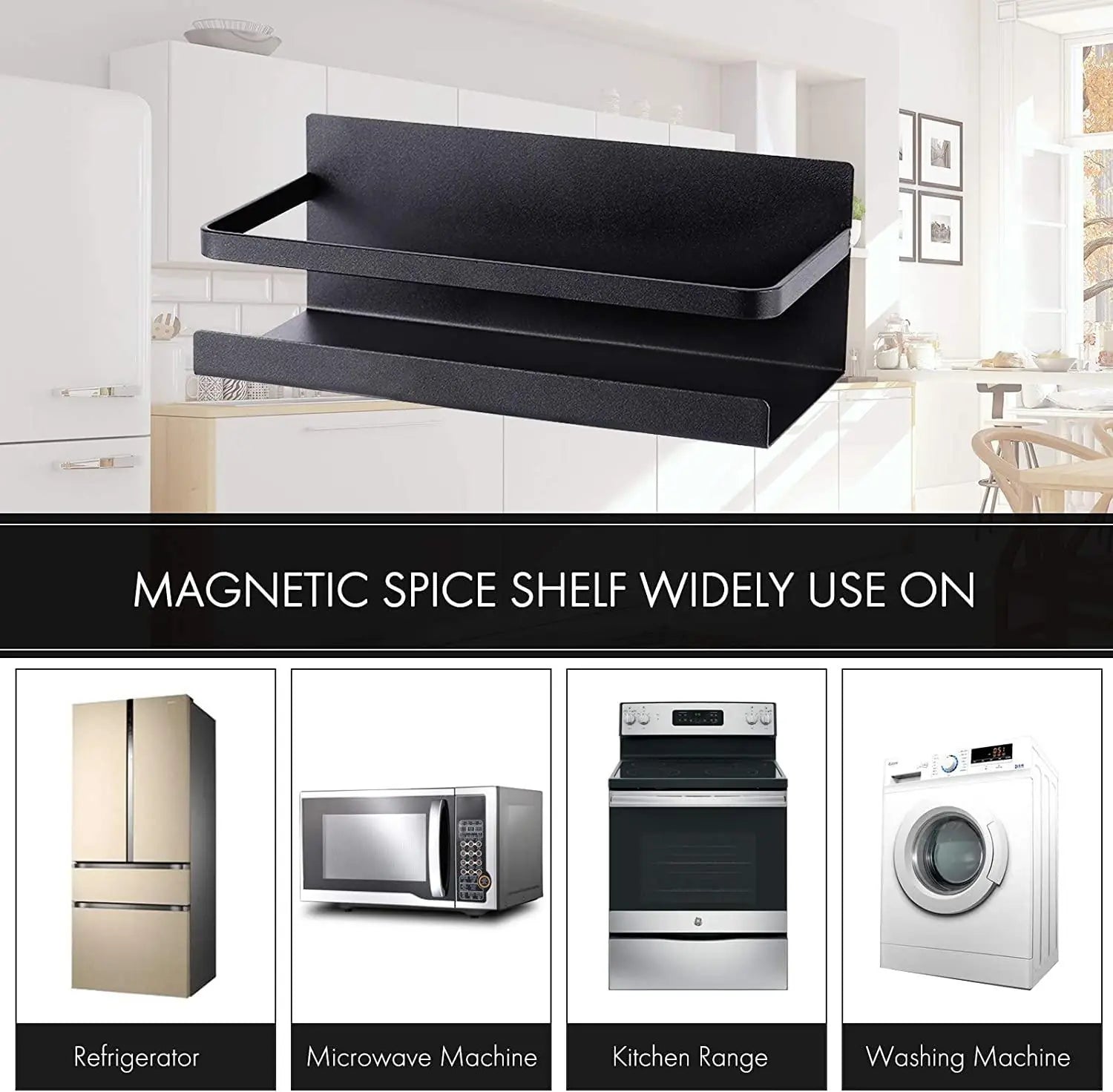 Kitchen Storage Magnetic Corner Shelf Side Rack (Pack Of 1)